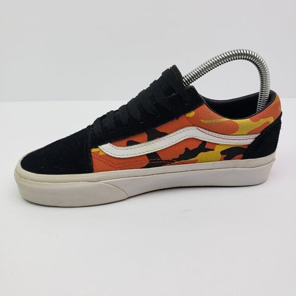 Vans Old Skool Pop Camo Womens Size 6.5 Mens Sz 5 Black Orange Low Skate Sneaker - Picture 3 of 9